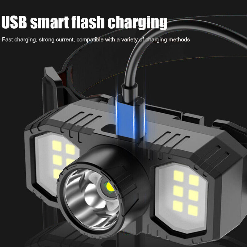 USB Rechargeable XPE COB LED Outdoor Waterproof Portable Head Light Headlamp
