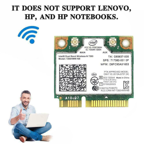 Wireless Wifi Card Dual Band Intel 7260 NB 7260HMW 300Mbps L UK Mini PCI-E U0W3