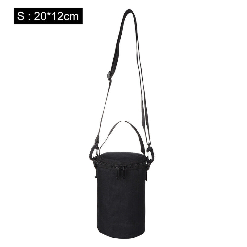 Outdoor Gas Canister Lamp Storage Bag Portable Water Bottle Cover (Black S)