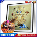 DIY 5D Round Diamond Rhinestone Cross Stitch Painting Home Decor Cute Cat