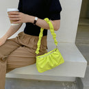 Fashion Women Casual PU Leather Solid Color Small Pleated Underarm Shoulder Bags
