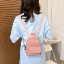 Fashion Women Mini Backpack Corduroy Solid Small Backpacks Simple Retro Rucksack