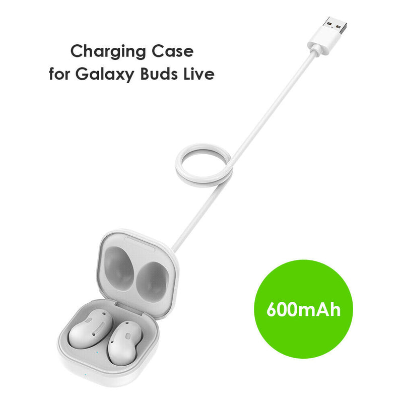 Earphone Charger Cable Charging Protective Box for Galaxy Buds Live (White)