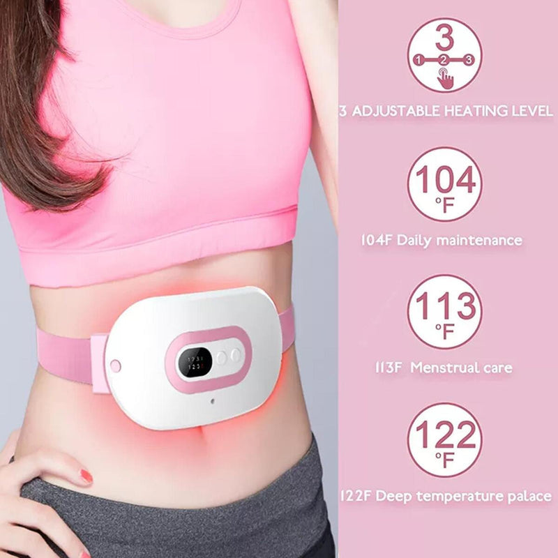 Menstrual Heating Pad Belly Wrap Belt Vibrating Massage with 3 Heat Levels: