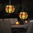 8 inch LED Solar Lantern Waterproof Pendant for Decor (Black Base Flower B)