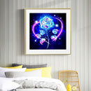 Hand Painted on Canvas DIY Blue Rose Oil Paint By Numbers Drawing Kit Craft