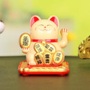 3pcs Chinese Lucky Cat Wealth Waving Shaking Hand Welcome Craft(Yellow)