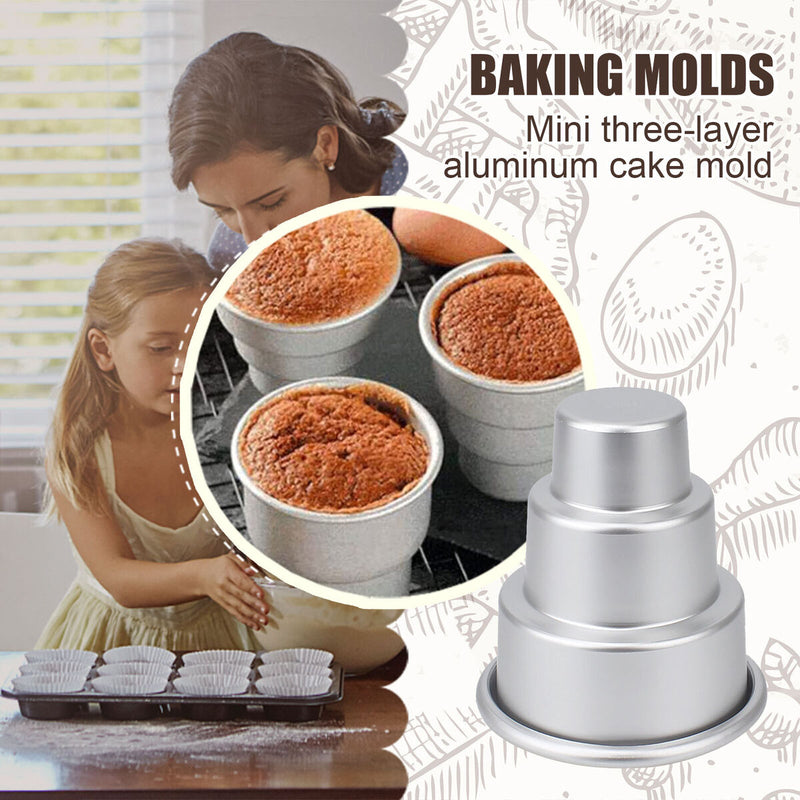 Aluminum Alloy DIY Cake Mold Three-layer Baking Mold for Homemade Cake Tools