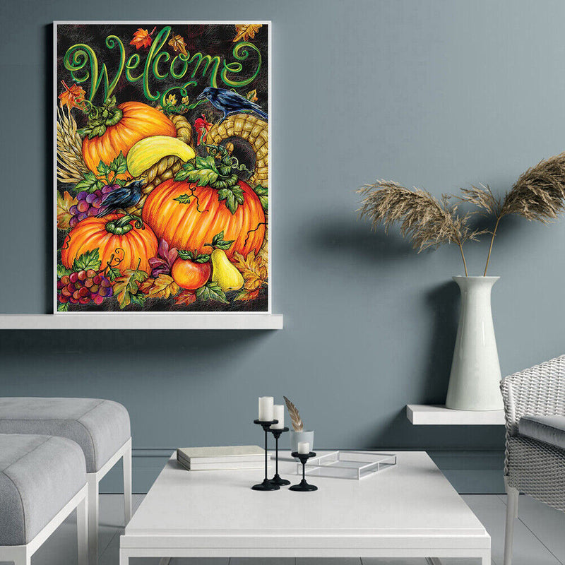 5D Diamond Painting Kit Welcome Pumpkin Full Round Drill DIY Home Decor