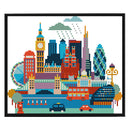 14CT 2 Beach Part Embroidery London Cotton Counted Cross Stitch Home Decoration