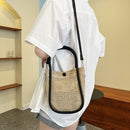 Women Hollow Straw Handbag Woven Beach Holiday Leather Shoulder Crossbody Bags