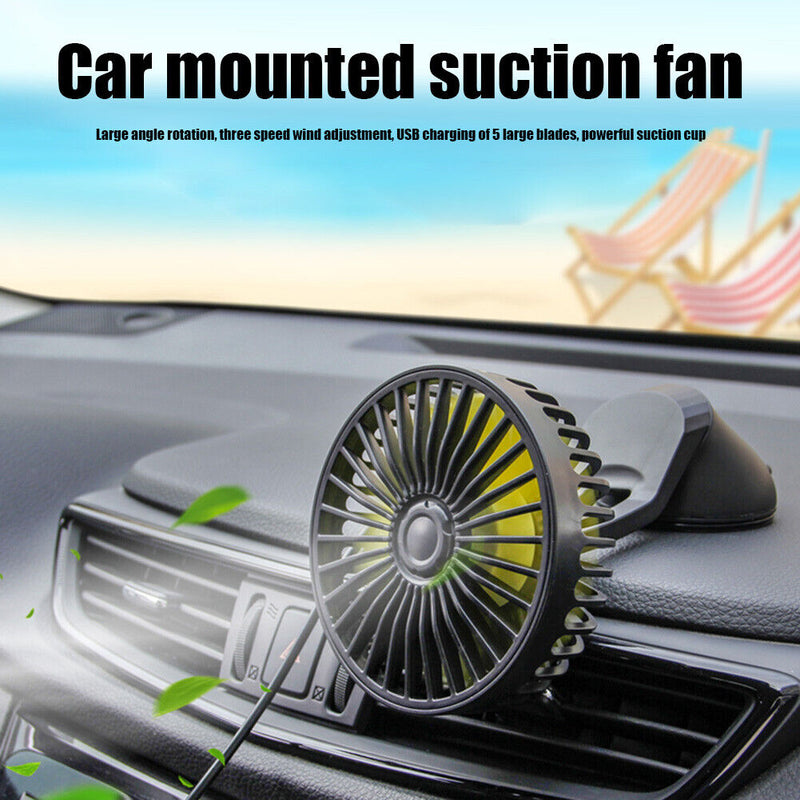F402 Car Truck Fan with Suction Cup USB Powered 3-Speed Dashboard Desk Fan