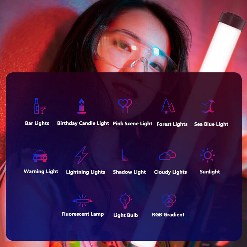 RGB Handheld LED Photography Light Stick with USB Rechargeable Built-In Battery
