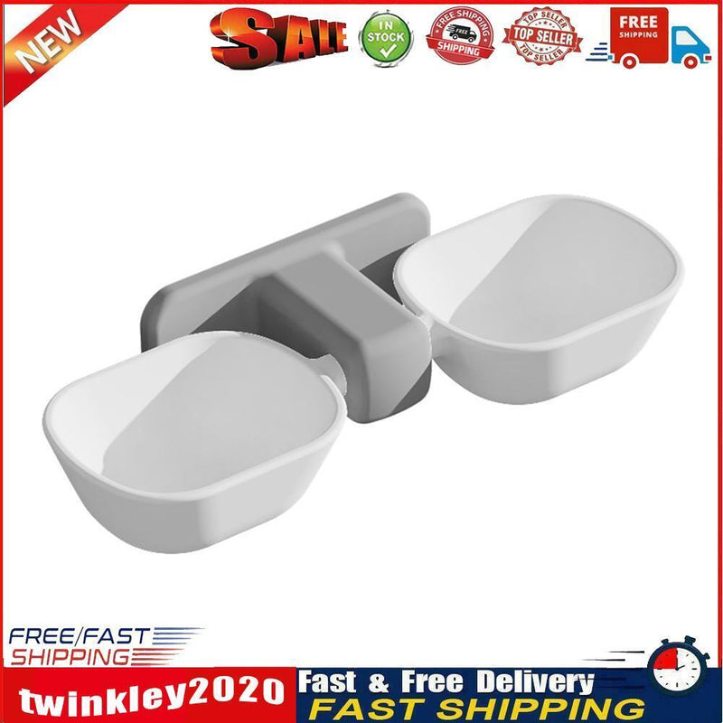 Wall Mounted Double Pet Bowls Cat Dog Automatic Water Food Feeder (White) Newly