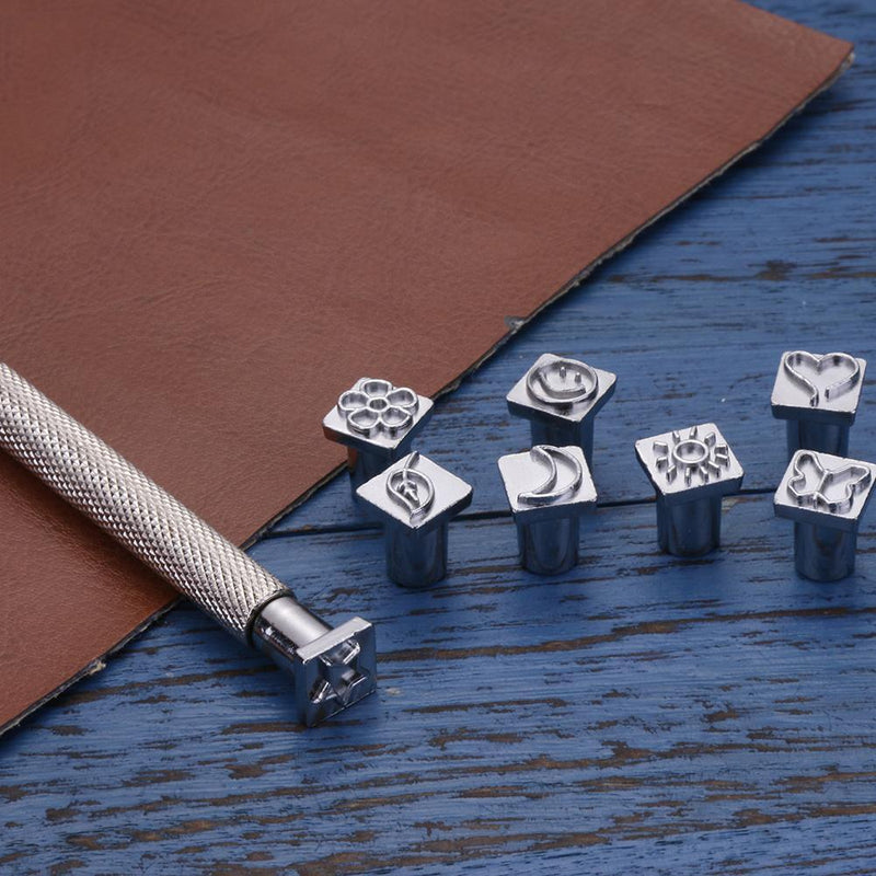9 in 1 DIY Leather Printing Tool Steel Metal Carving Leathercraft Tool Kit Newly