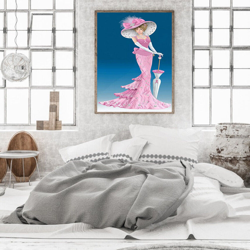 Pink Princess Oil Paint By Numbers Kits DIY Handpainted on Canvas Wall Art Decor