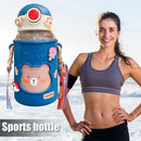620ML Kids Water Sippy Cup with Silicone Bag Cartoon Feeding Bottle (Blue) Newly