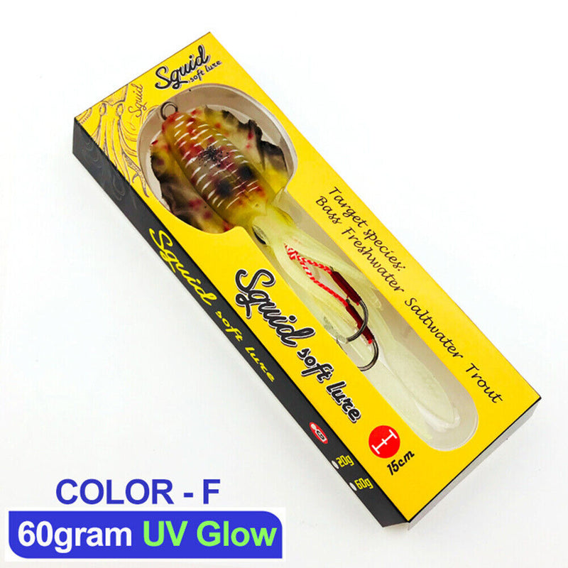 #A UV Luminous Bionic Squid Fishing Lures Artificial Wobbler Soft Bait Fishing T