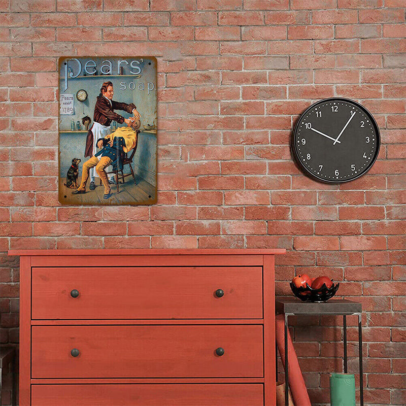 20x30cm Barber Shop Print Rectangular Metal Retro Tin Drawing Flat Style