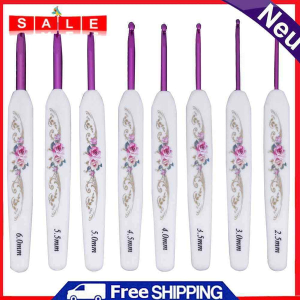 Aluminum Crochet Needles, with Plastic Handle, 8-Piece