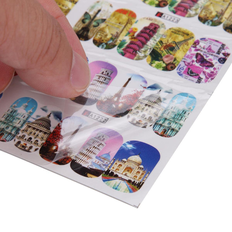 12Patterns Water Decals Nail Art Transfer Stickers Big Sheet Manicure Decor