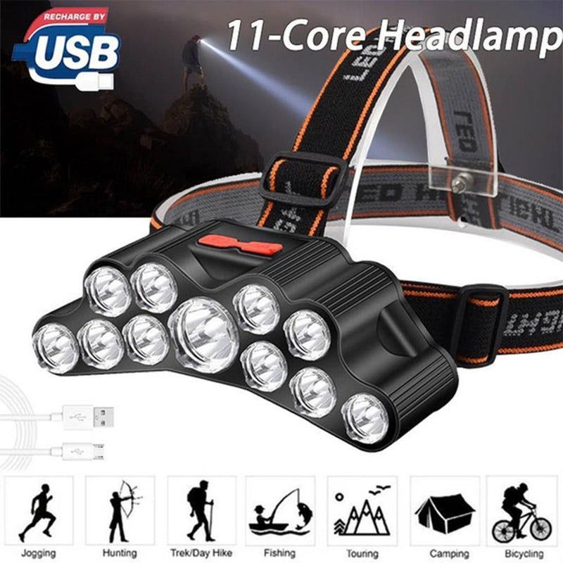 Waterproof Headlight Super Bright Head Torch 11LED CampingFishing Headlamp H4J9
