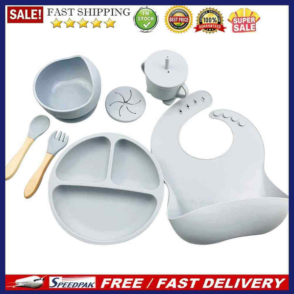 6pcs Silicone Baby Feeding Anti Slip Plates for Food Soft Kids Tableware (G