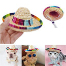 Buckle Cat Dog Supplies Mexican Straw Cap Pet Ornaments Sombrero Pet Straw Hat