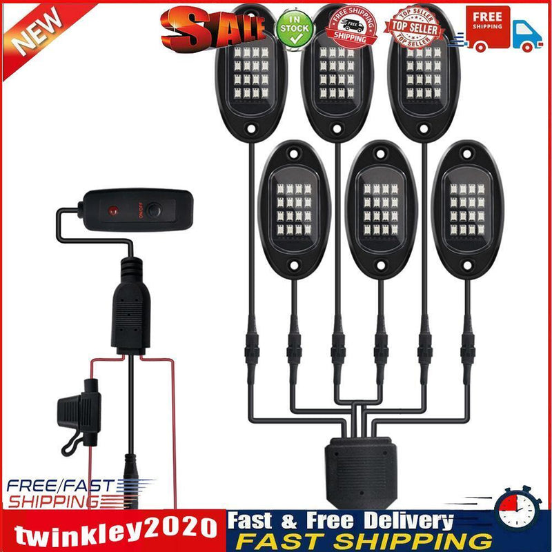 Waterproof Car Underglow RGB LED Rock Lights Chassis Music Lamps (1 to 6) Newly