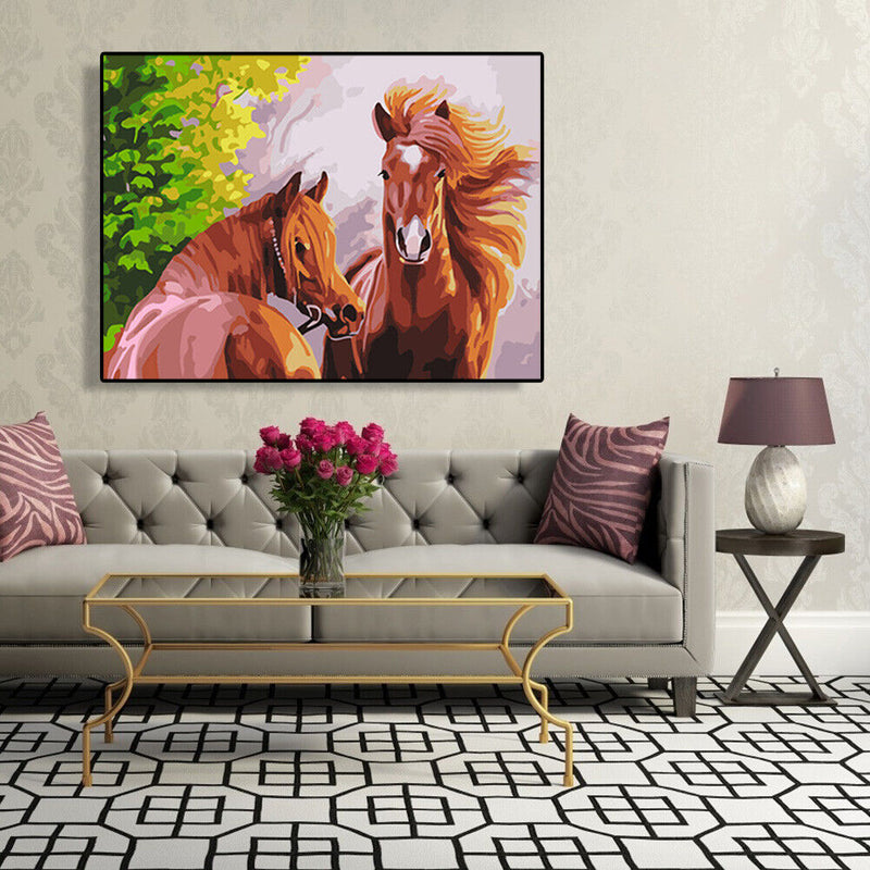 Hand Painted DIY Relax Horse Painting By Numbers Digital Oil Art Picture Decor