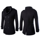 Men's  Outerwear Winter Pea Overcoat Double Breasted Trench Coats Black L
