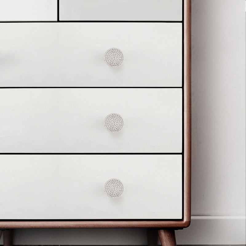 4pcs Cabinet Handle Rattan Wooden Drawer Knobs Dia 30/40/45mm Furniture Hardware