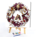 Oil Paint By Numbers Picture DIY Painting Wreath Flower Drawing on Canvas