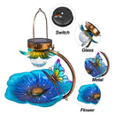 Metal Flower Solar Bird Feeder Lamp LED Light Outdoor Hanging Decorations
