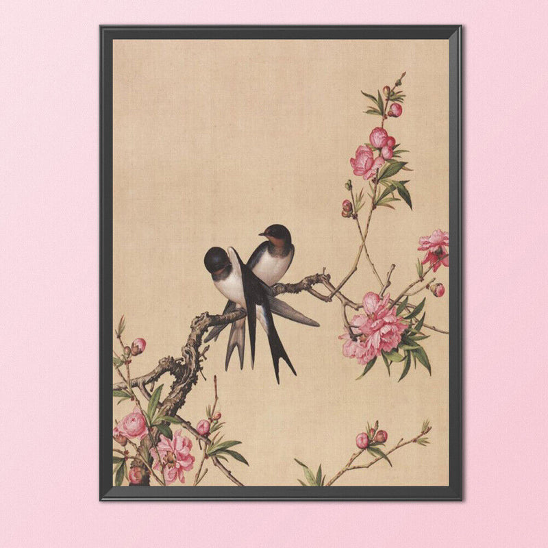 11CT Full Cross Stitch Flower Bird Stamped DIY Cotton Thread Printed Needlewo