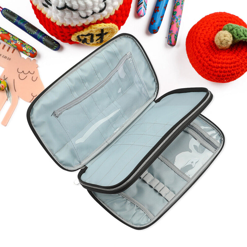 Yarns Crochet Sewing Tool Storage Bag DIY Knitting Needle Organizer (Grey) Newly