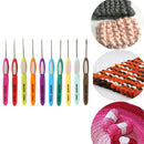 10pcs Plastic Handle Aluminum Crochet Hooks Yarn Knitting Needle Set for Sw