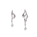 Woman Man Irregular Asymmetrical Cool Geometric Earrings Zircon Liquid Metal