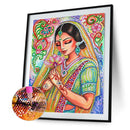 Partial Special Diamond Painting Kit Girl Holding Lotus Rhinestone Picture