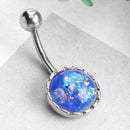 Women Trendy Stainless Steel Belly Navel Nail Punk Body Jewelry(Blue)