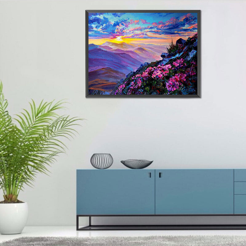 Morning Mountain Oil Paint By Number DIY Handpainted on Canvas Picture Unframed