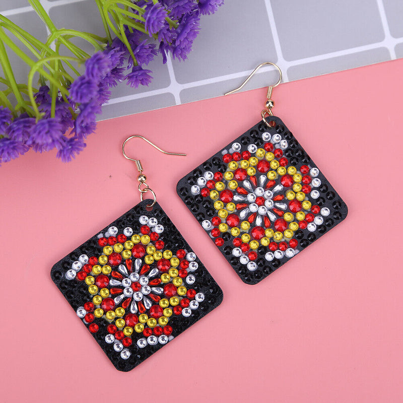 5D DIY Diamond Painting Earrings Double-sided Square Drop Earrings (RZ014)