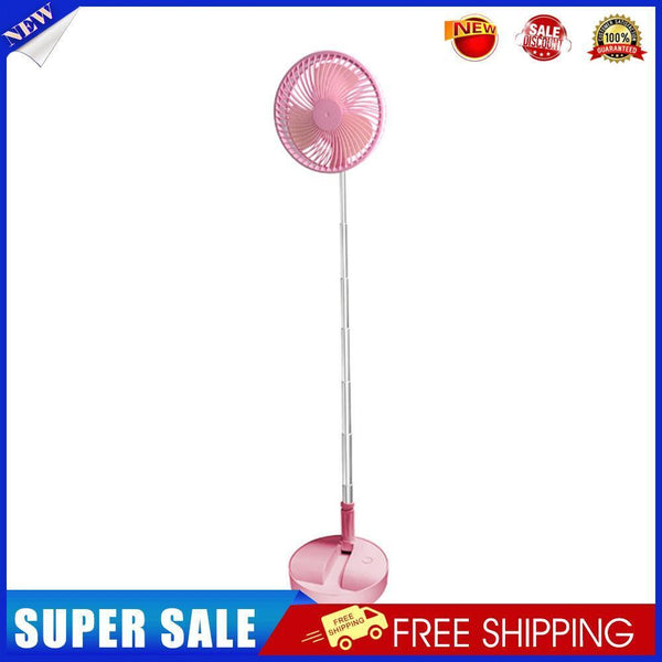 Folding Telescopic Floor Fan Summer Mute Student Desktop Table Fan (Pink)