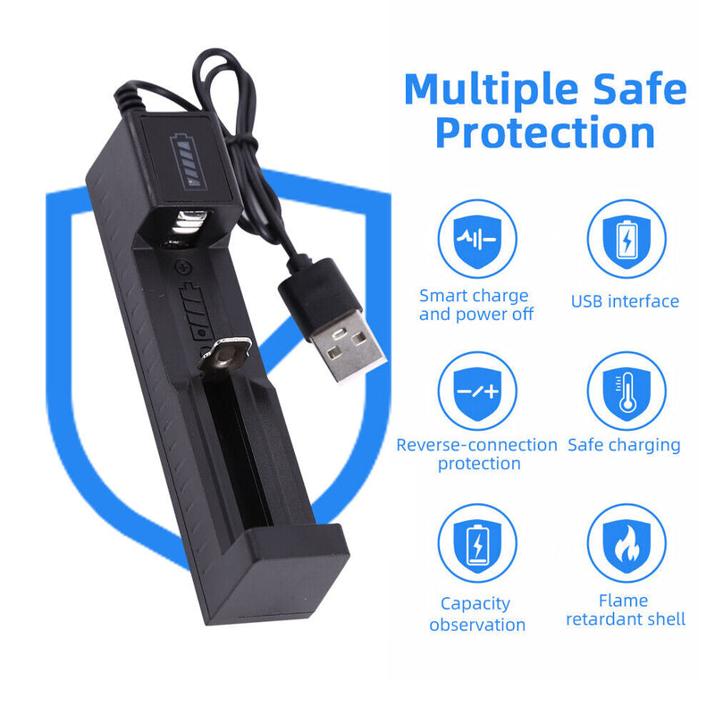 USB Battery Charger 1 Slot Charging Adapter for 18650 21700 22650 16340 Newly