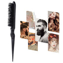 Boar Bristle Comb with Pointed Tail Wooden Handle Salon Dyeing Comb (Black)