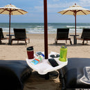 Parasol Table Tray White for Beach Terrace Garden Swimming Pool with Drink