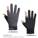 Fishing Gloves Anti-slip 2 Cut Finger Breathable Cycling Mitten (Grey) Newly