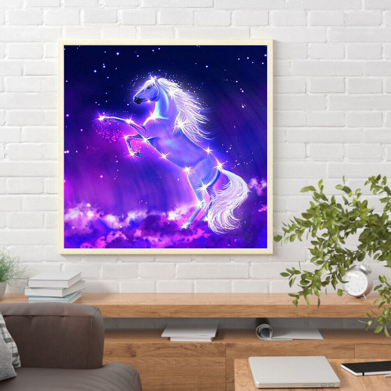 5D DIY Full Round Drill Diamond Paint Light Horse Mosaic Rhinestone Drawing