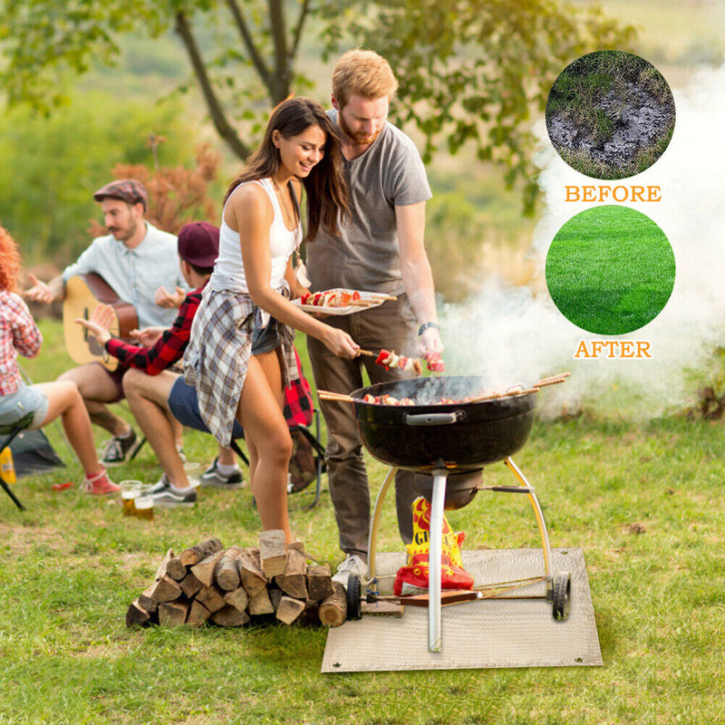 Fire Pit Mat Fireproof BBQ Flame Retardant Protective Blanket (80x100cm) Newly