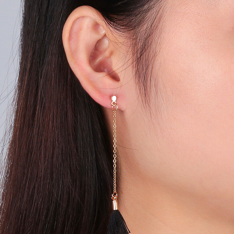 Women Trendy Mixed Black Tassel Ear stud Long Dangle Drop Alloy Earring Sets